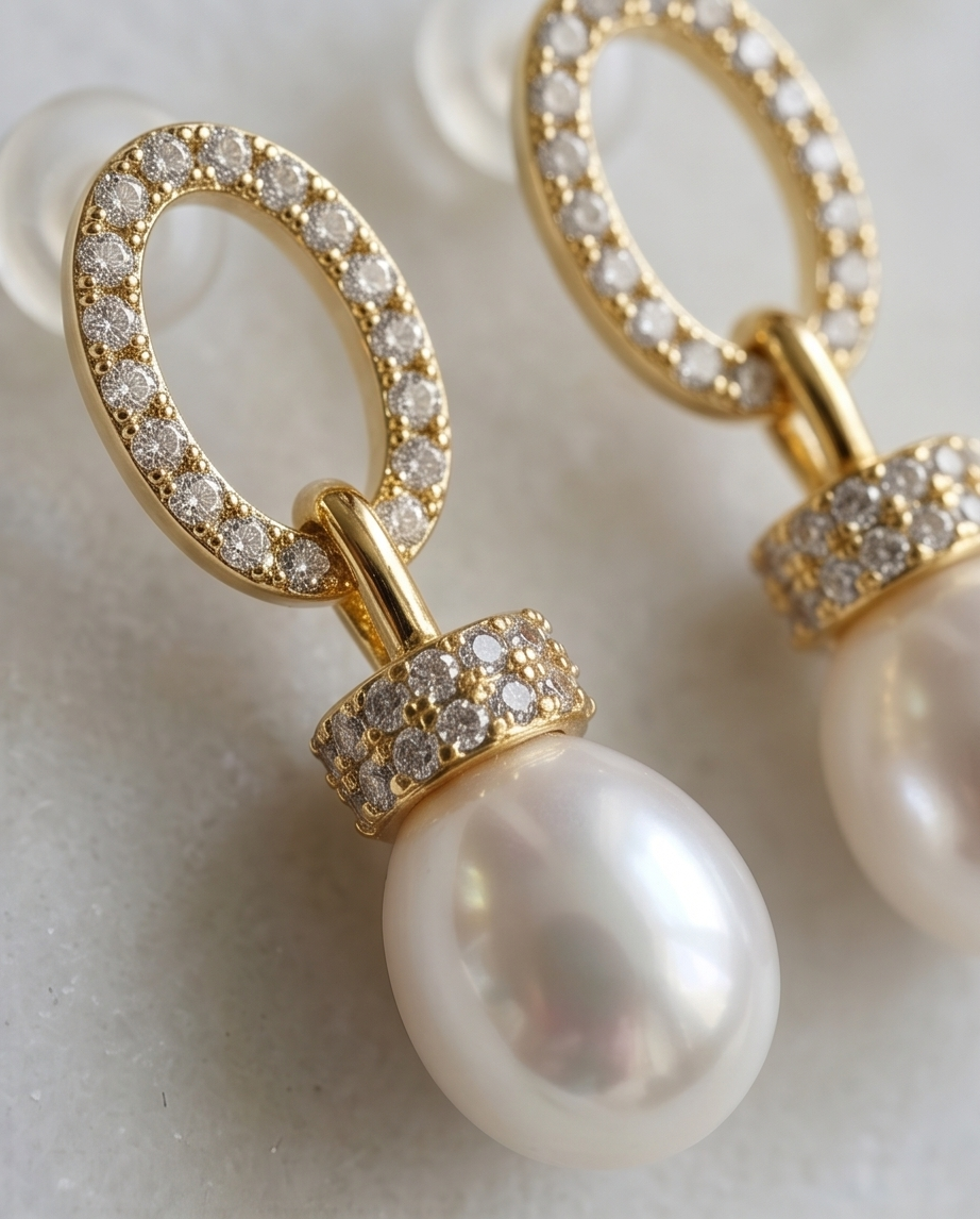 Boucles d oreilles en plaqué or 18K et strass