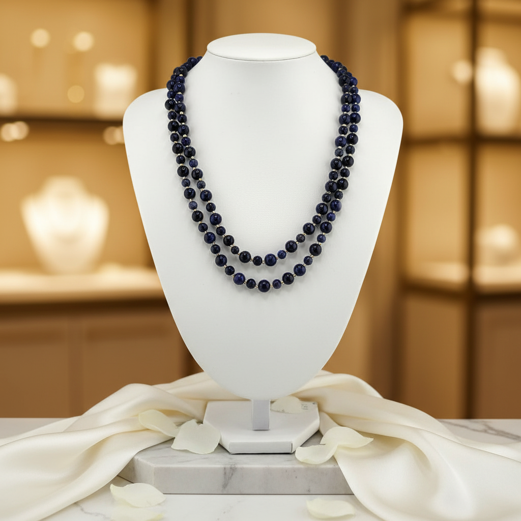 Collier double rangs en Lapis-lazuli et plaqué or