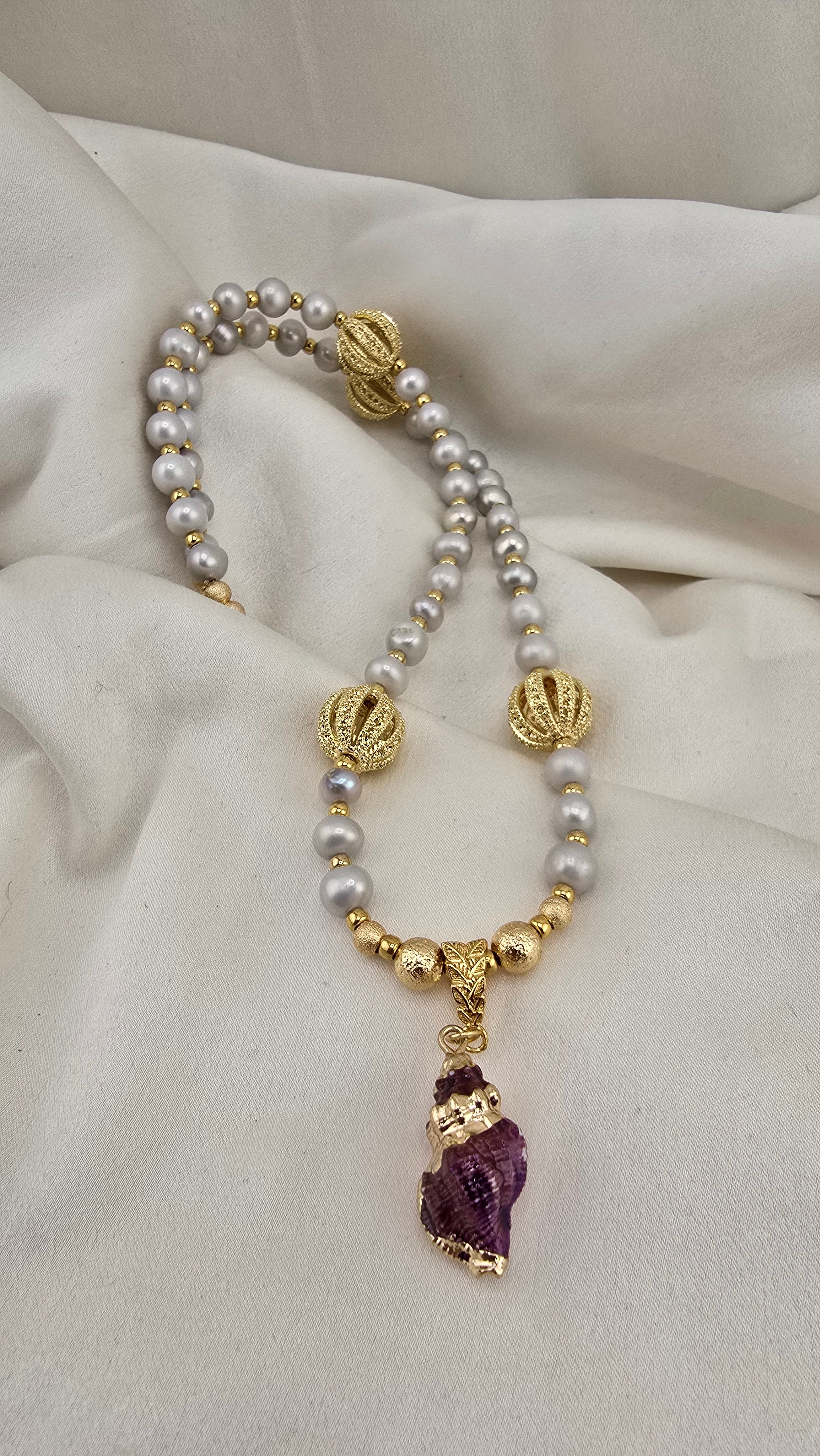 Collier en Perles de culture grises