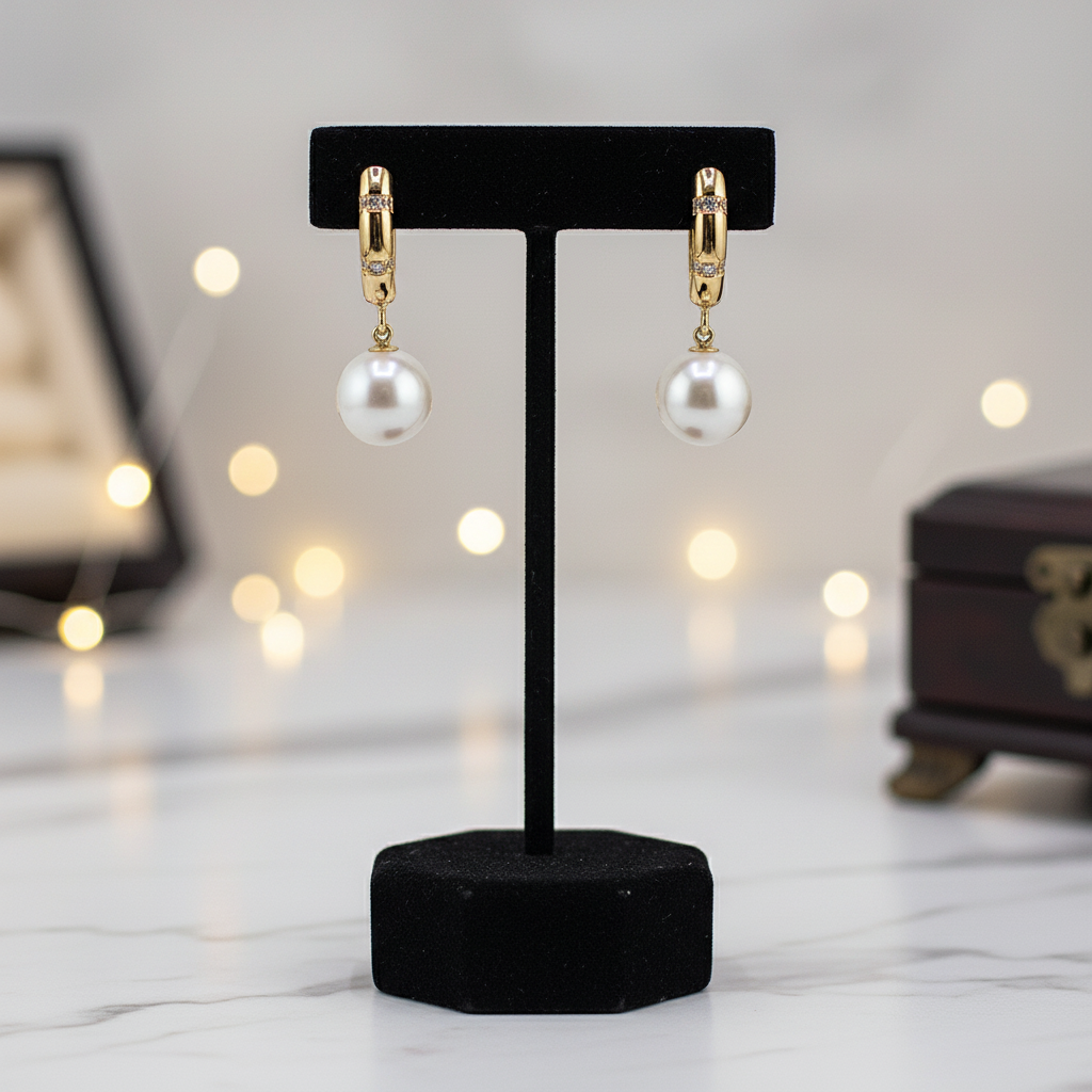 Boucles d’oreilles dormeuses avec perles de culture