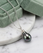 Larme du Lagon - chaine argent et perles de tahiti