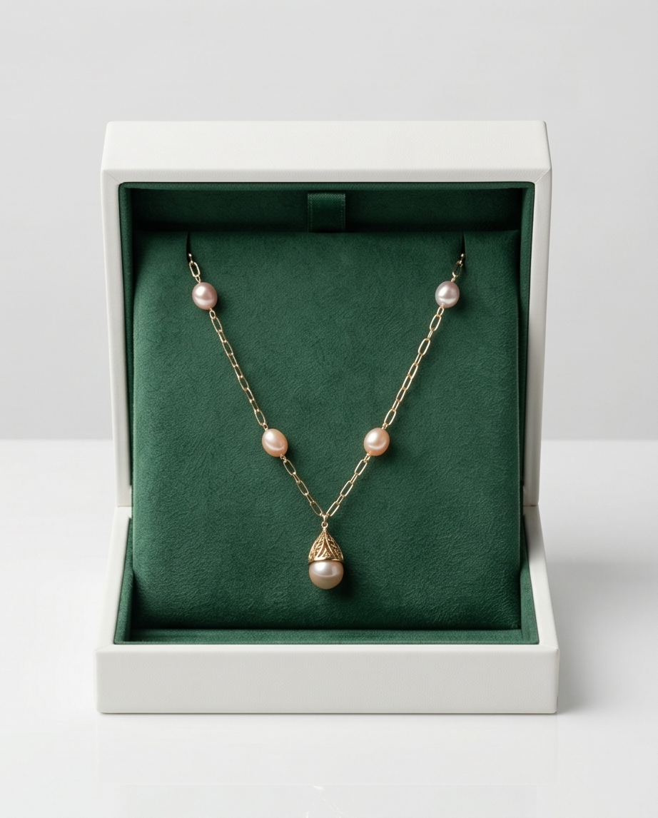 Mademoiselle - perles de culture saumon