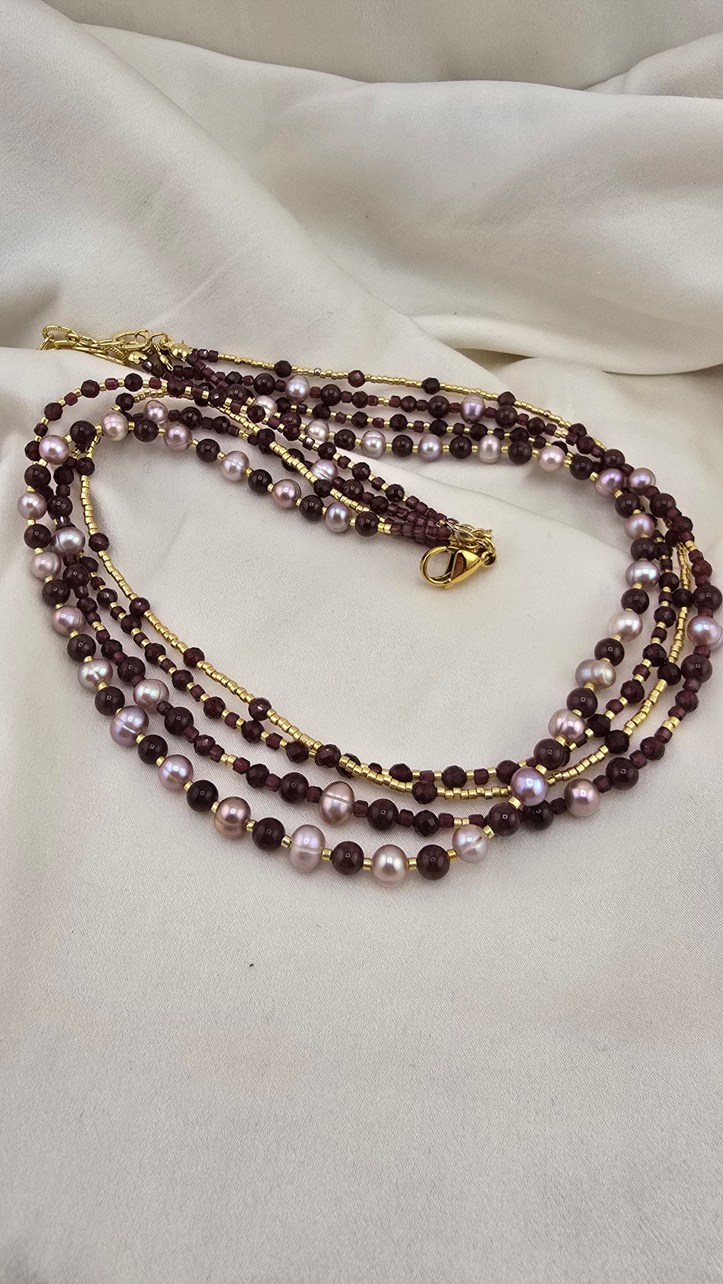Collier 5 rangs avec perles de culture