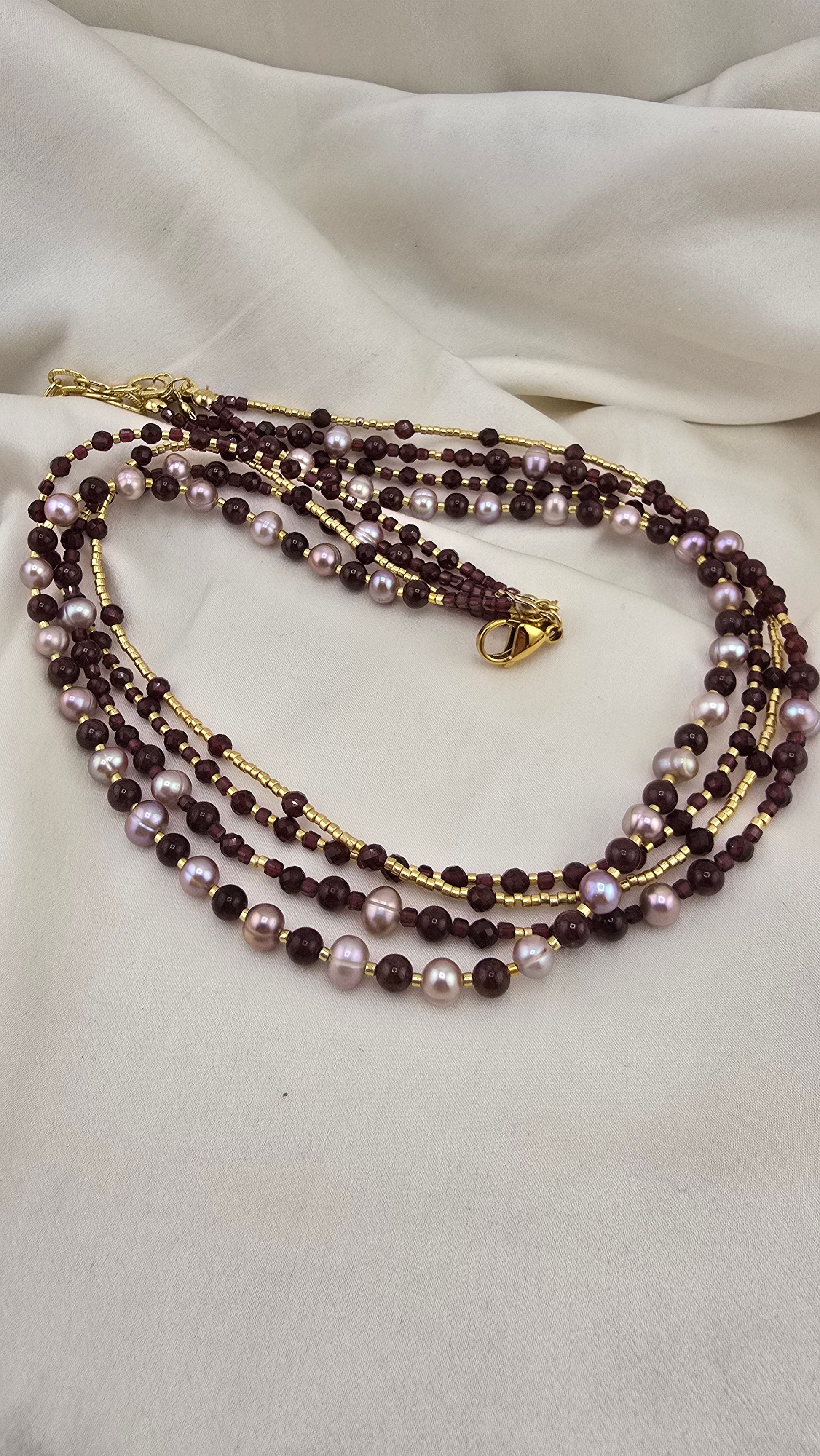 Collier 5 rangs avec perles de culture