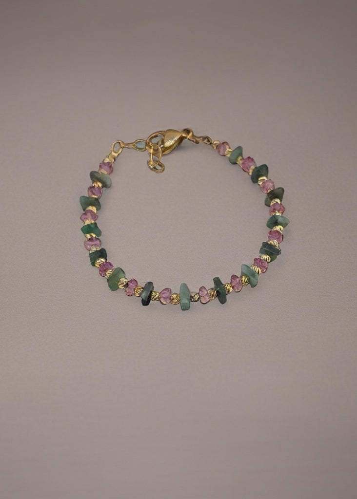 Bracelet en Topaze rose et Emeraude Myammar