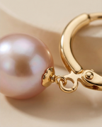 Boucles d oreilles en perles de culture mauve et Vermeil