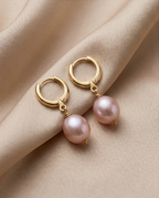 Boucles d oreilles en perles de culture mauve et Vermeil
