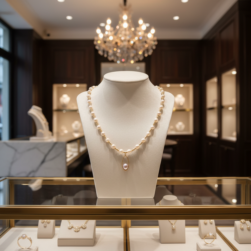 Collier en perles de culture poudrée