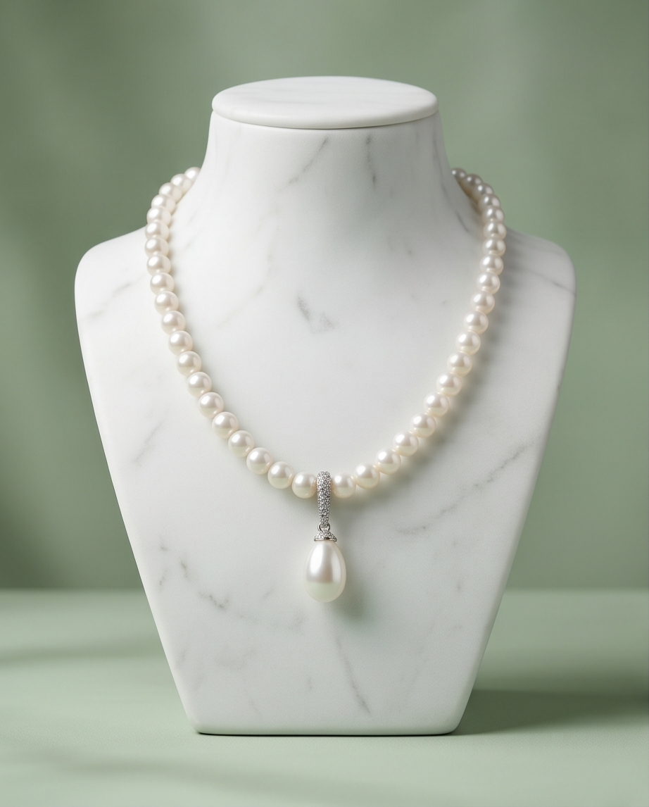 collier en argent 925 avec perles de culture blanches rondes - vue 5
