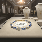 Bracelet en perles de culture et perles de cristal bleu azur