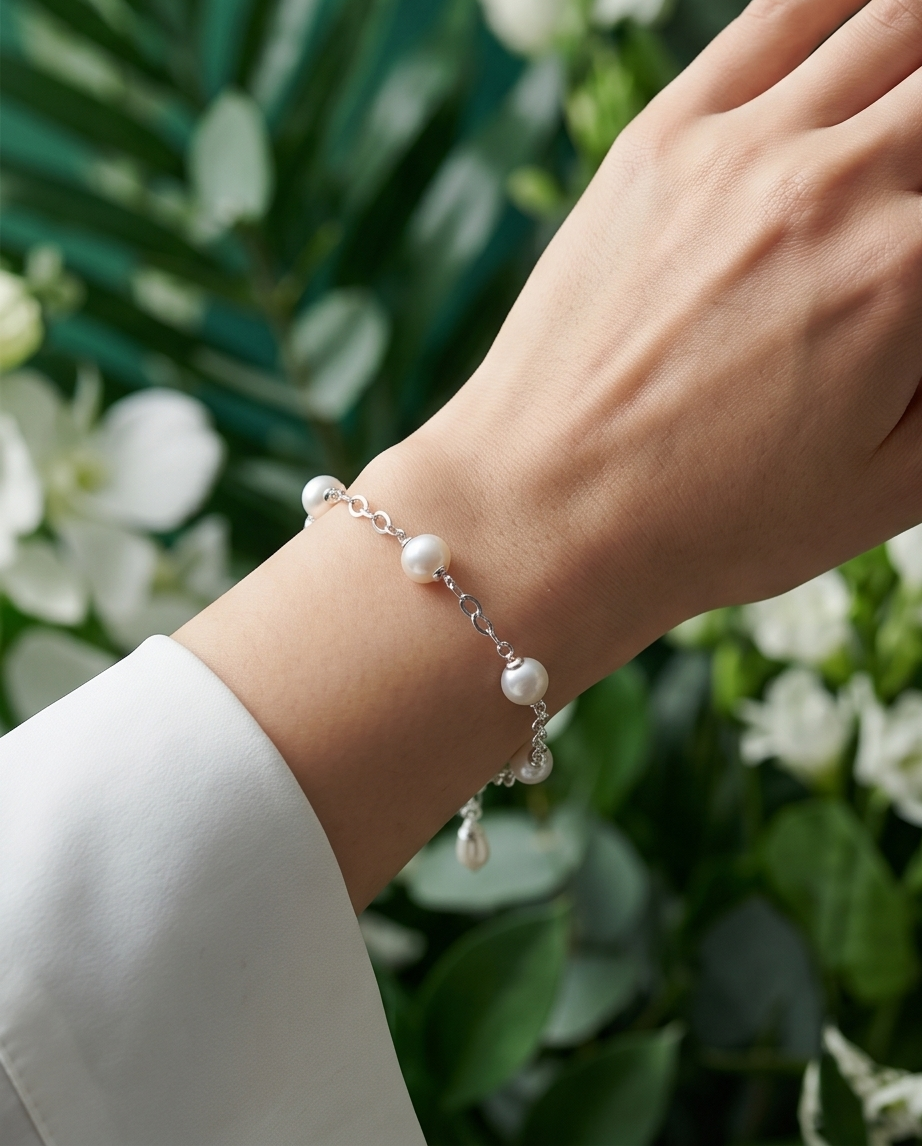 Bracelet argent et perles de culture
