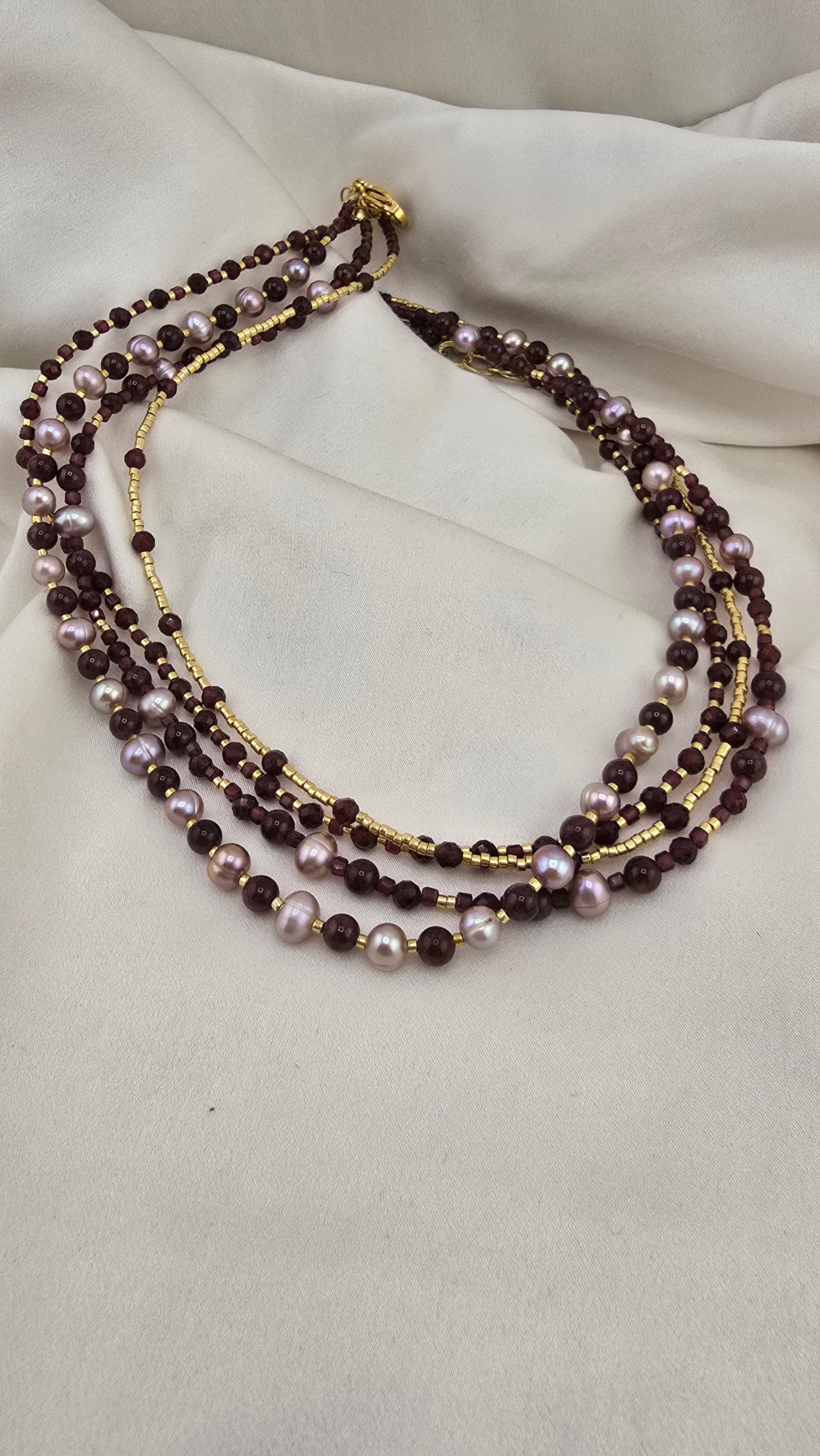 Collier 5 rangs avec perles de culture