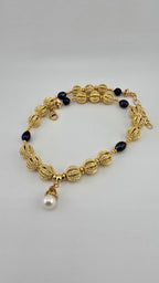 Collier avec pendentif en vermeil et perle de culture blanche luisante