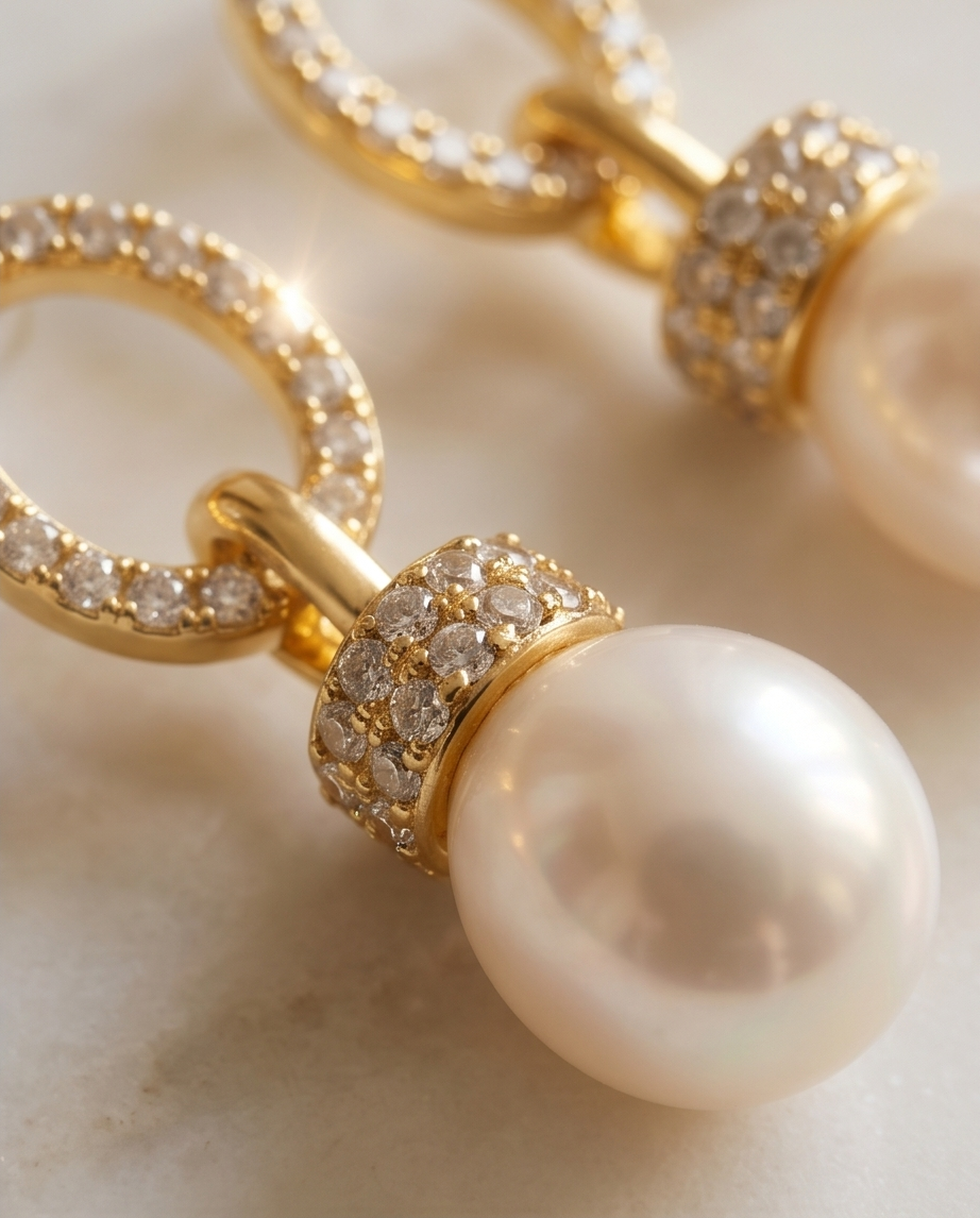 Boucles d oreilles en plaqué or 18K et strass