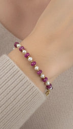 Bracelet Élégance en perles de culture et Jaspe rose