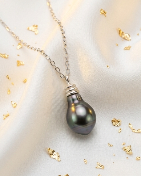 Larme du Lagon - chaine argent et perles de tahiti