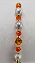 Bracelet en perles de culture et cristaux orange