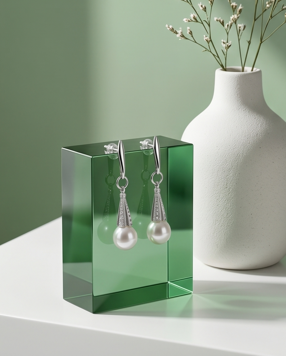 Silver and cultured pearl earrings