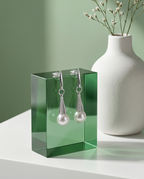 Silver and cultured pearl earrings