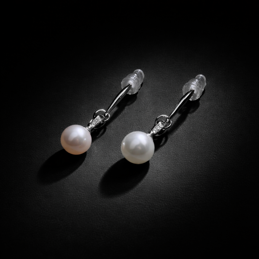 Boucles d’oreilles en strass et perles de culture