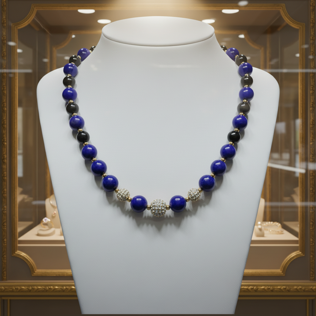 Collier en Lapis-Lazuli et perles en strass