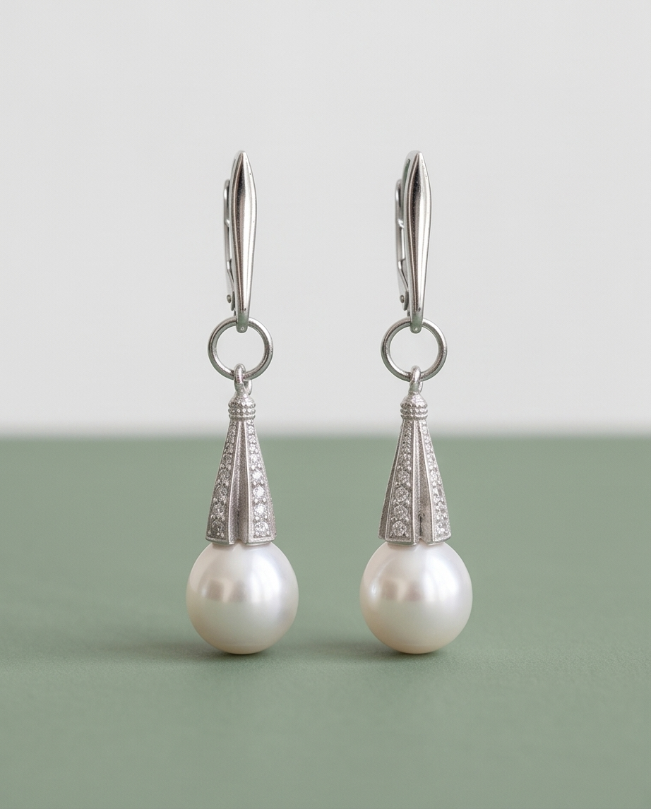 Silver and cultured pearl earrings