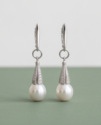 Silver and cultured pearl earrings