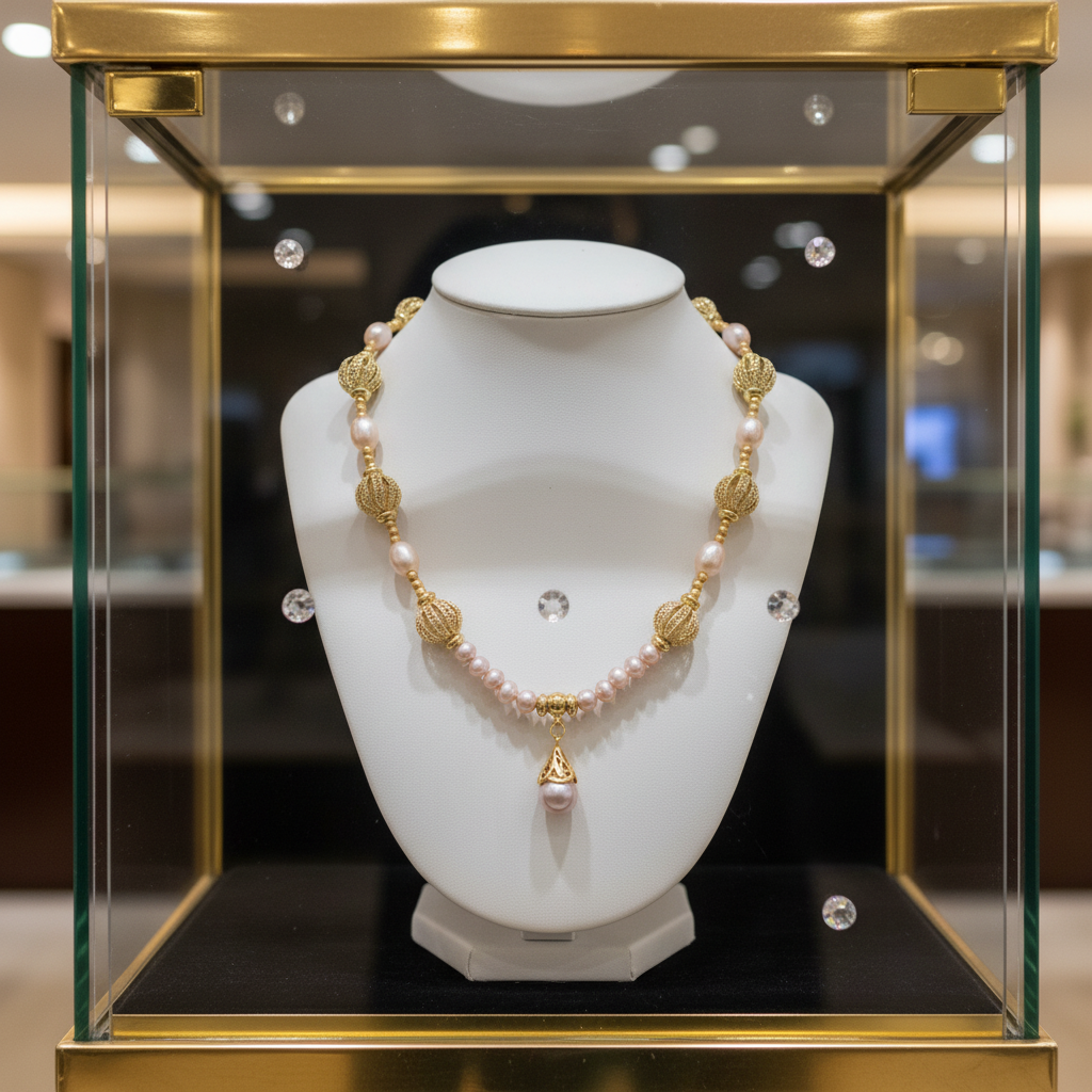 Collier en perles de culture rose