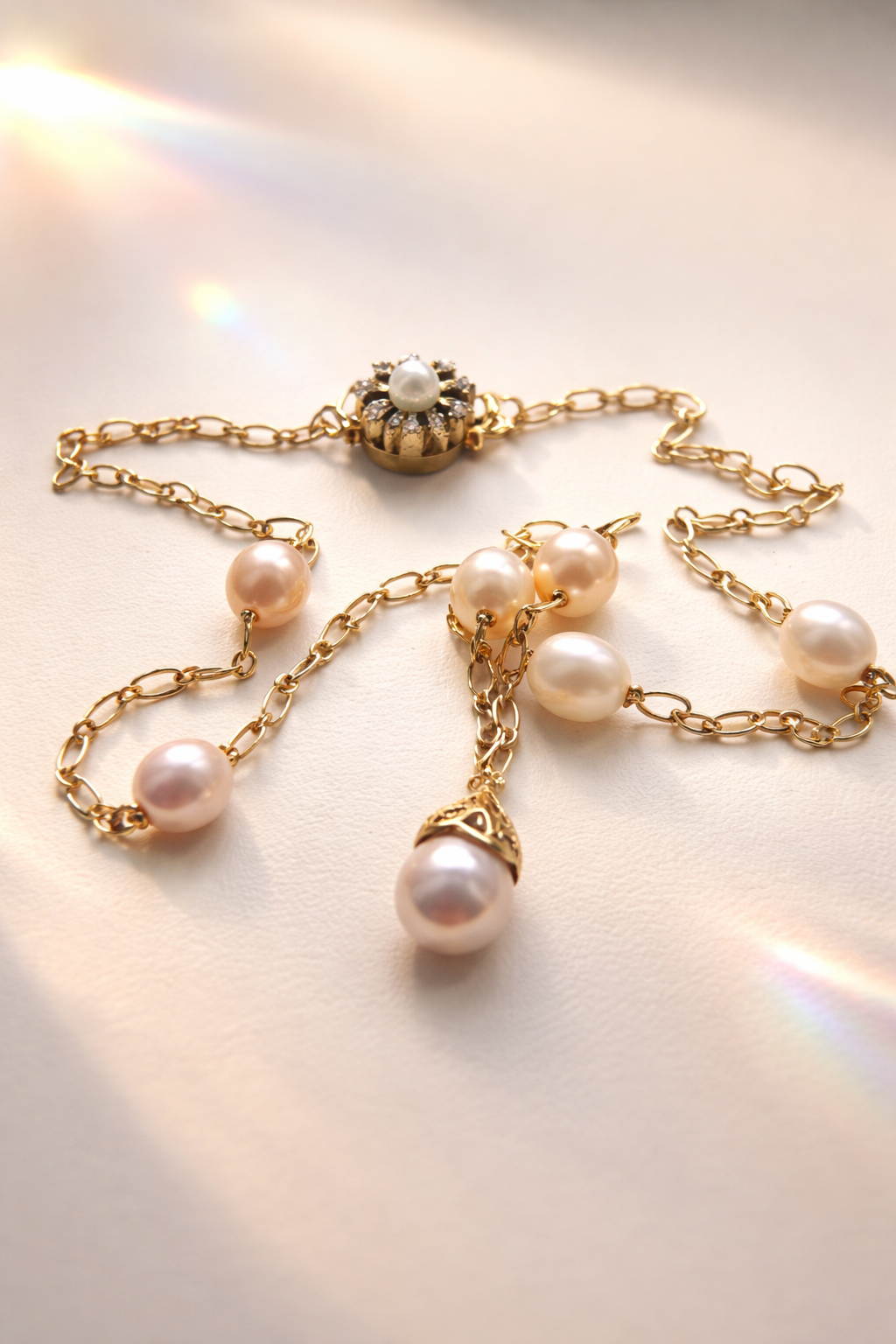 Mademoiselle - perles de culture saumon