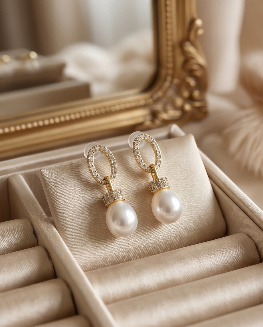 Boucles d oreilles en plaqué or 18K et strass