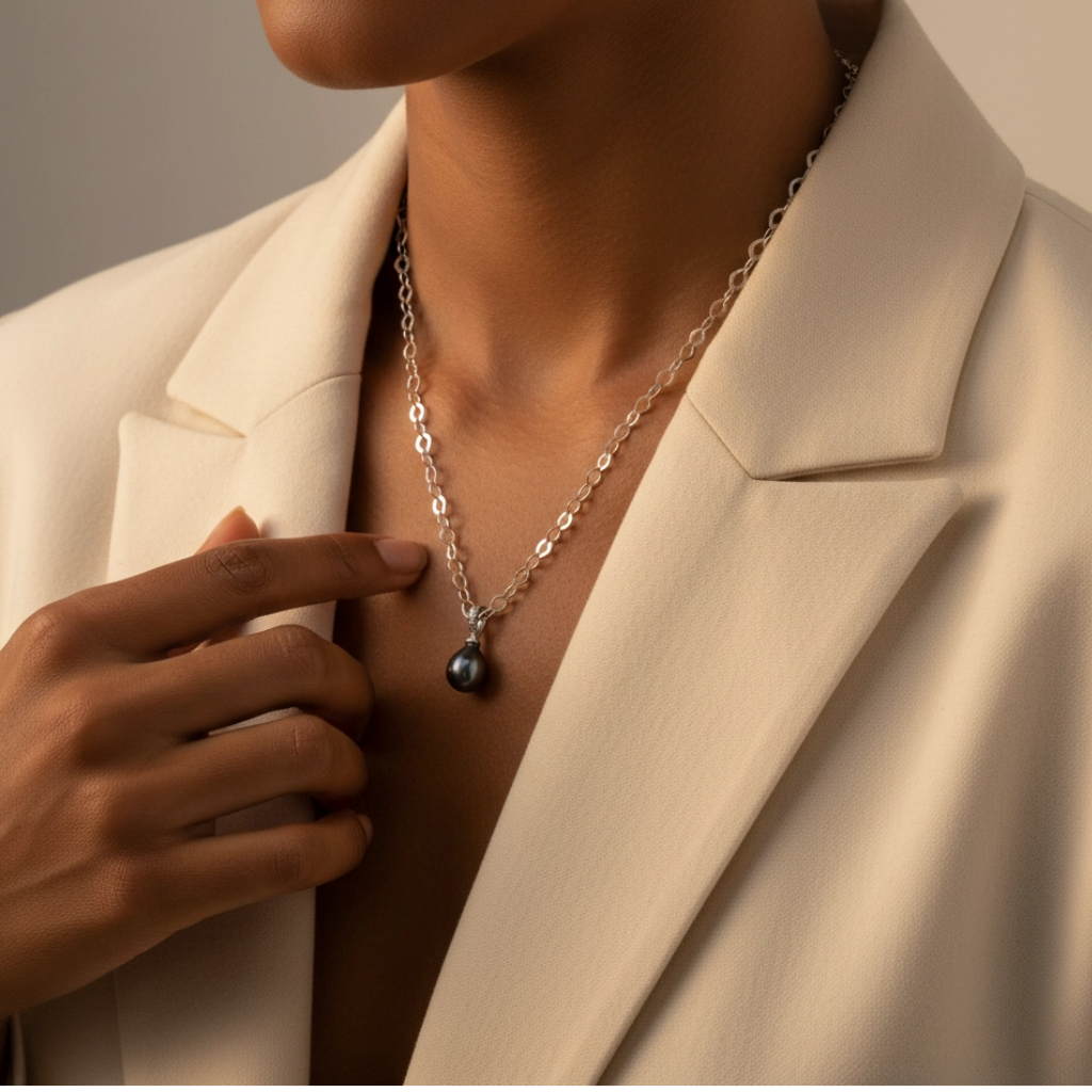 Silence Lumineux - collier avec perle de Tahiti