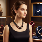 Collier double rangs en perles de cristal noir