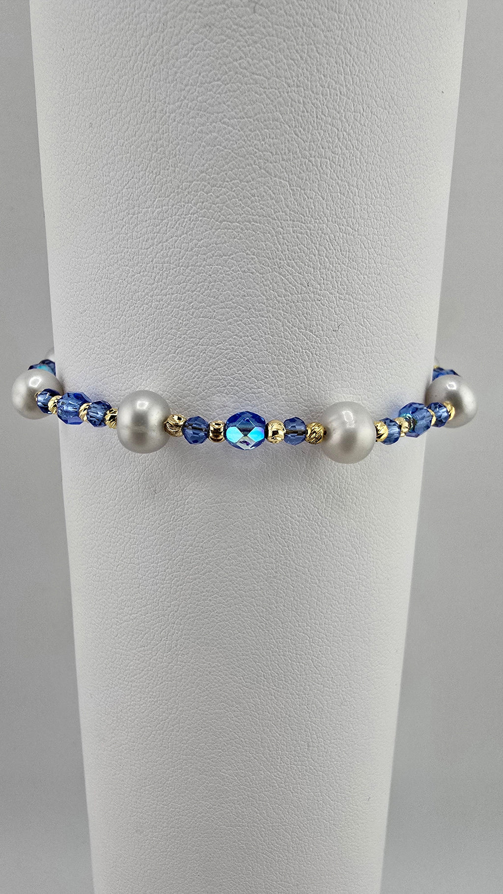 Bracelet en perles de culture et perles de cristal bleu azur