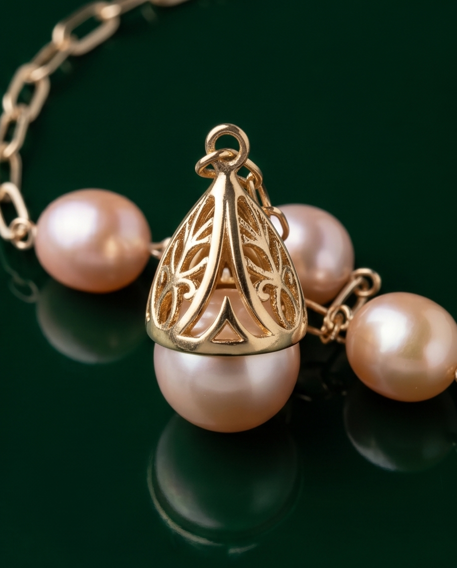 Mademoiselle - perles de culture saumon