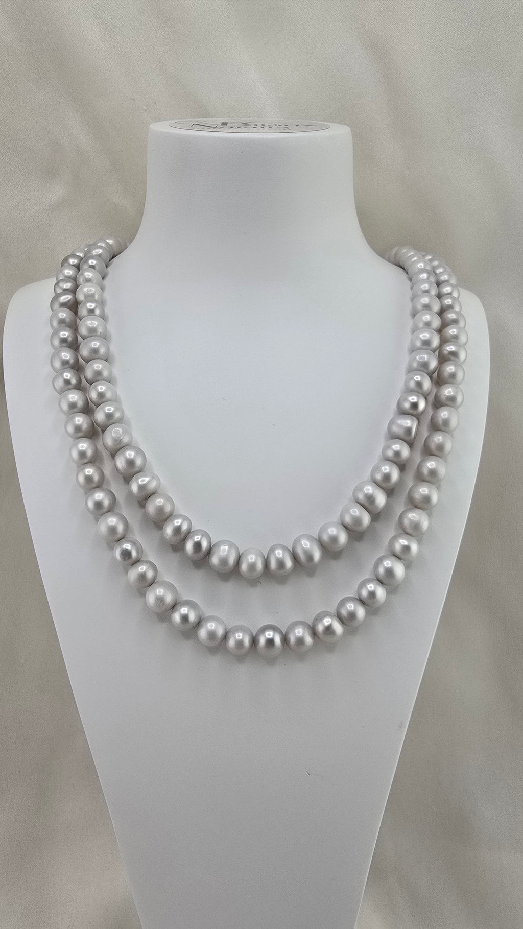 Collier double rangs en perles de culture grises