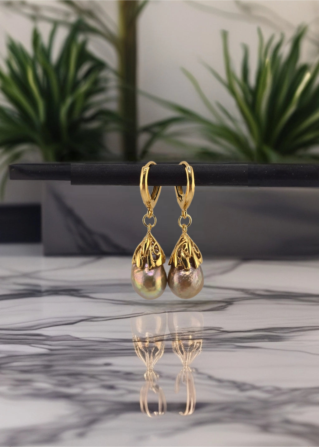 Boucles d'oreilles avec perles de culture baroque