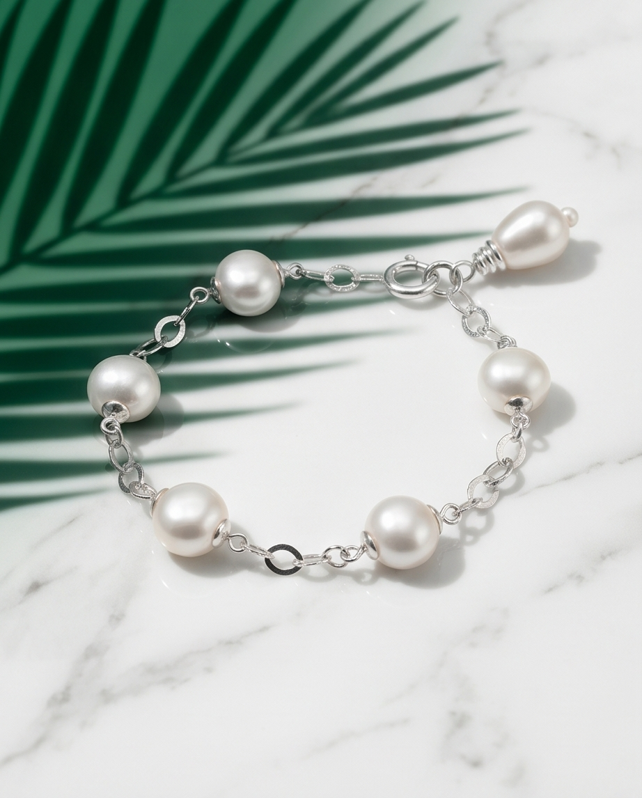 Bracelet argent et perles de culture
