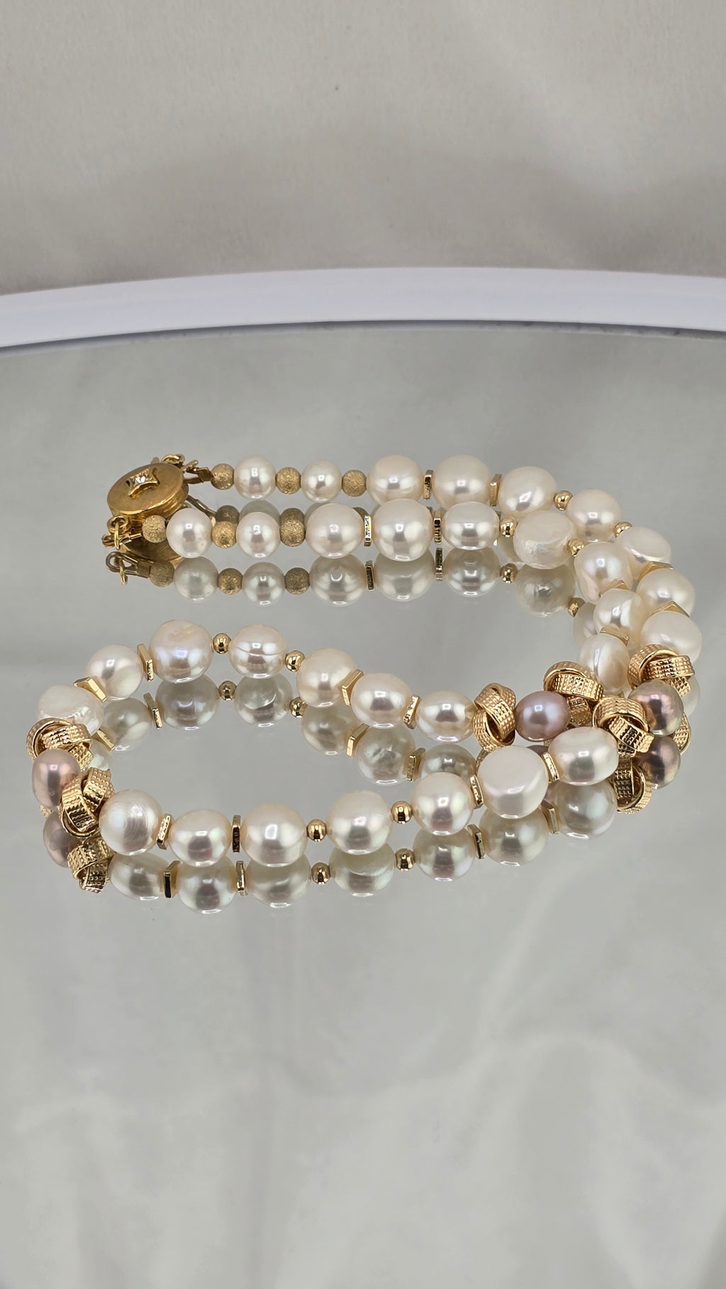 Collier perles de culture baroque et touches rosées