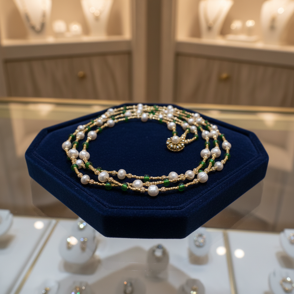 Collier triple rangs avec perles de culture irrégulières