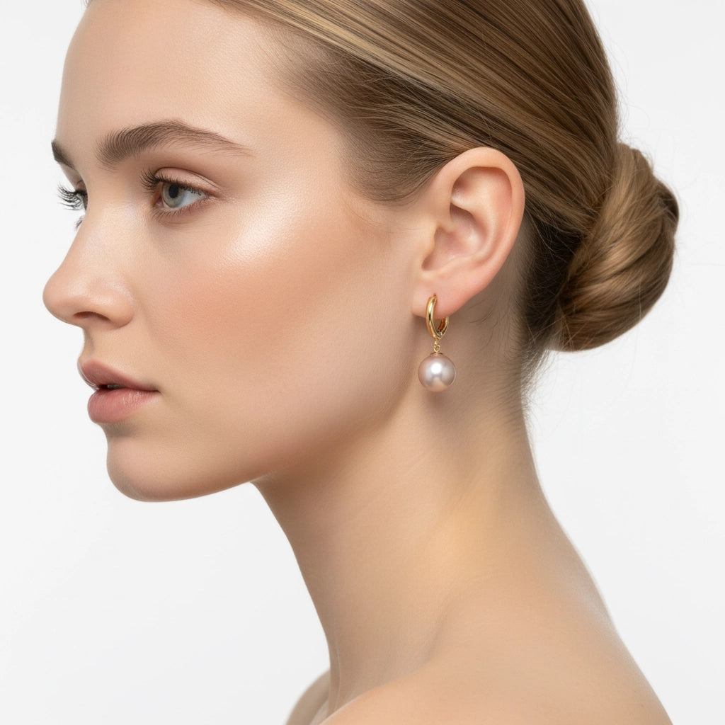 Boucles d’oreilles avec perles de culture rose