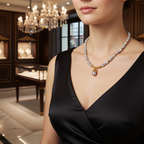 Collier en perles de culture grise et son pendentif baroque