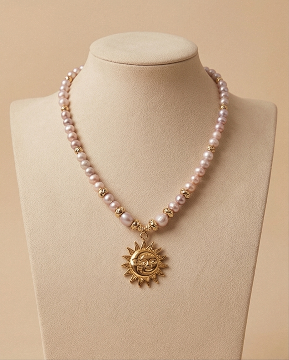 Rosée d'or - collier en perles de culture Rosée