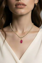 Collier avec pendentif en agate rose