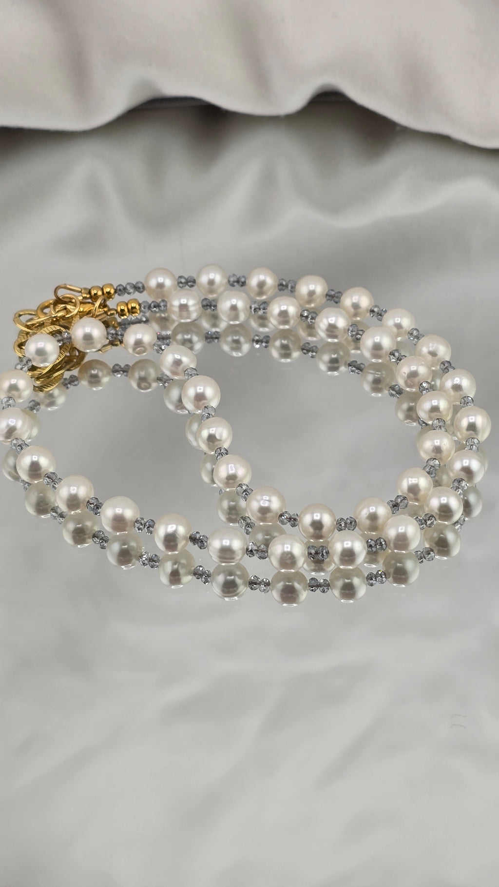 Collier avec perles de culture et Aigue marine dans son coffret prestige