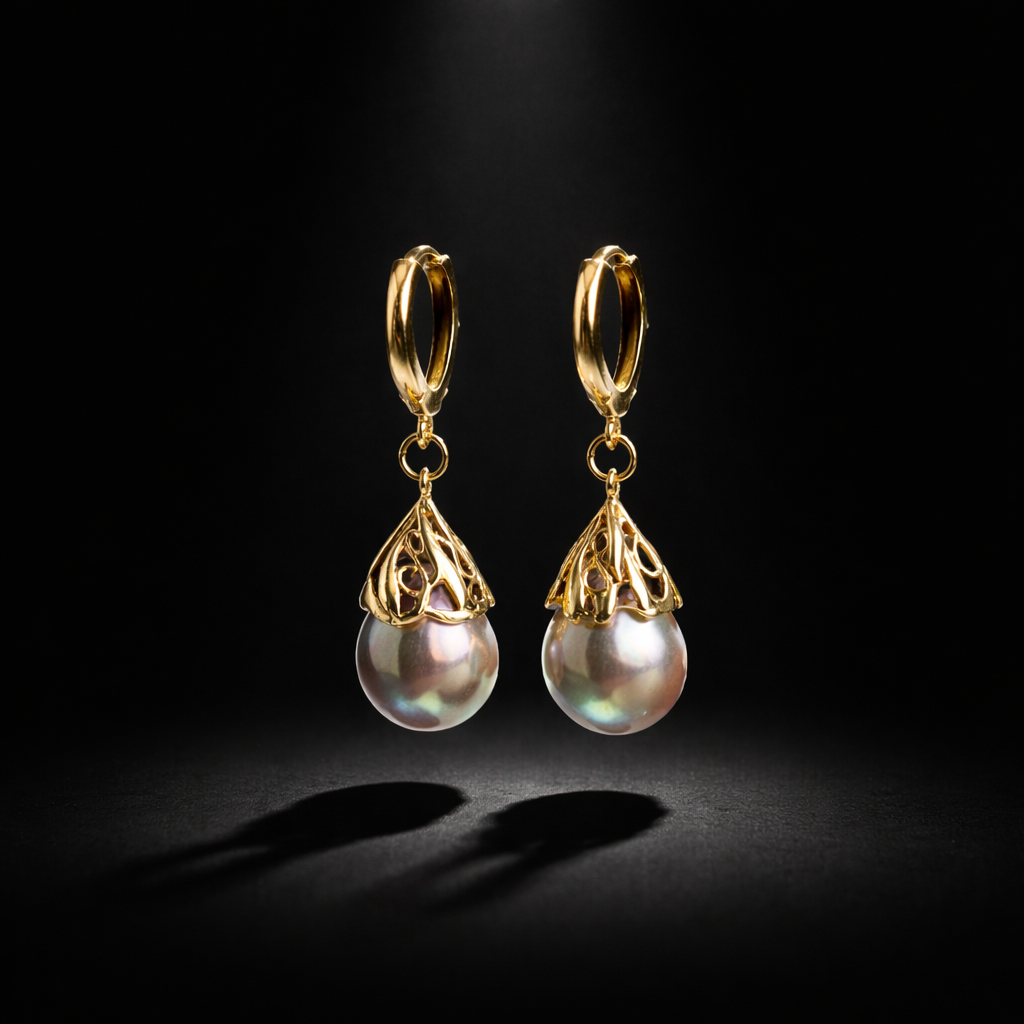 Boucles d'oreilles avec perles de culture baroque